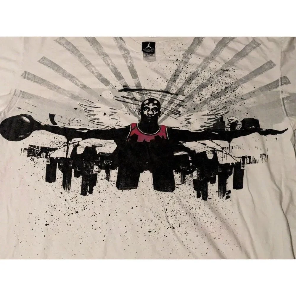 *Vintage Air Jordan Shirt Mens Michael Jump Man Short Sleeve White 3XL Crew Neck